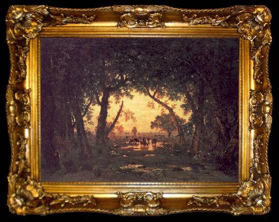 framed  Theodore Rousseau The Forest of Fontainebleau, Morning, ta009-2